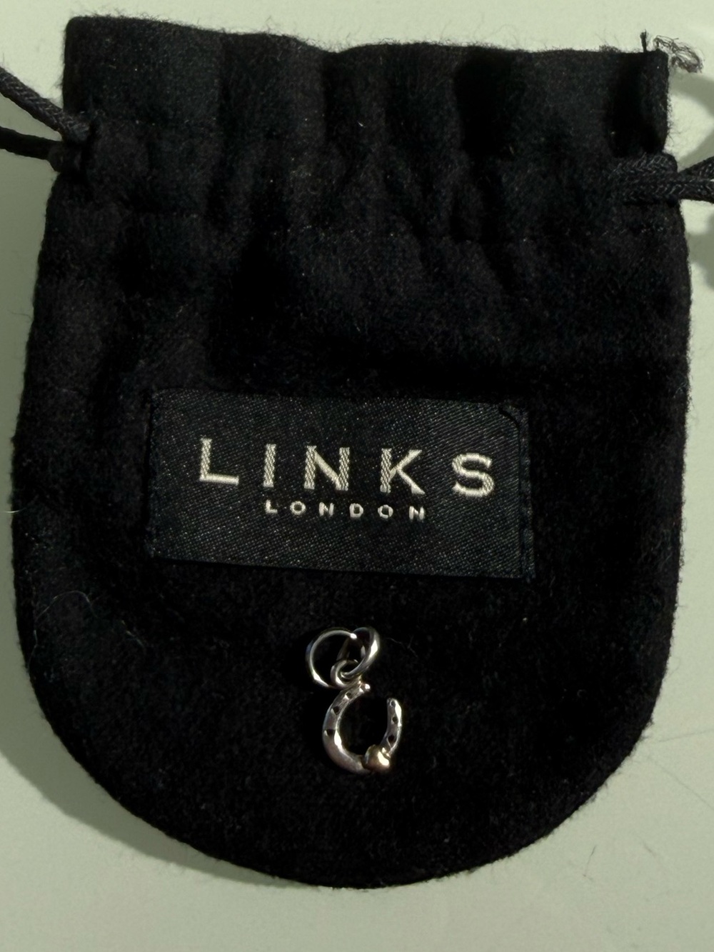 Links of London Lucky Horseshoe Charm – Sterling Silver with Gold Heart